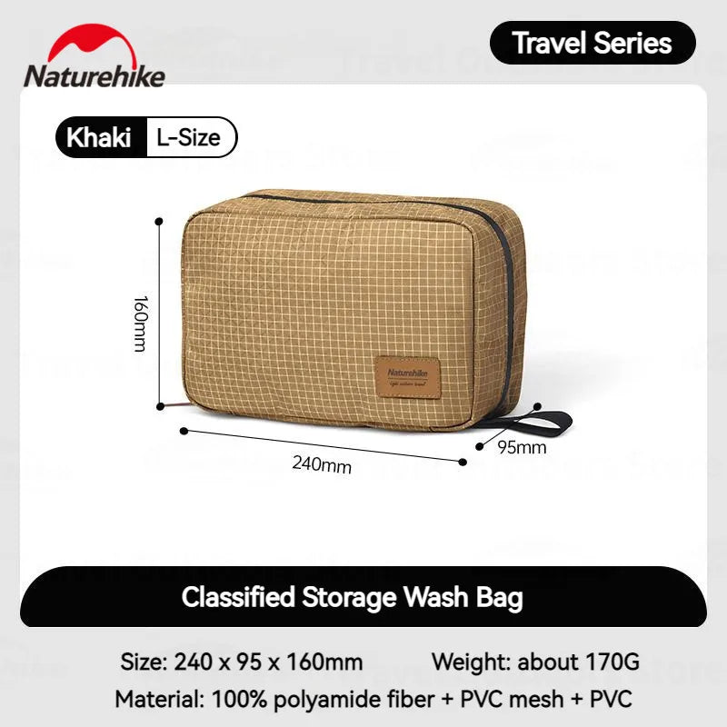 Naturehike SN03 Outdoor Hanging Toiletry Bag Water-proof Cosmetic Storage Bag PVC Wet Dry Separated Bags Camping Hiking Wash Bag
