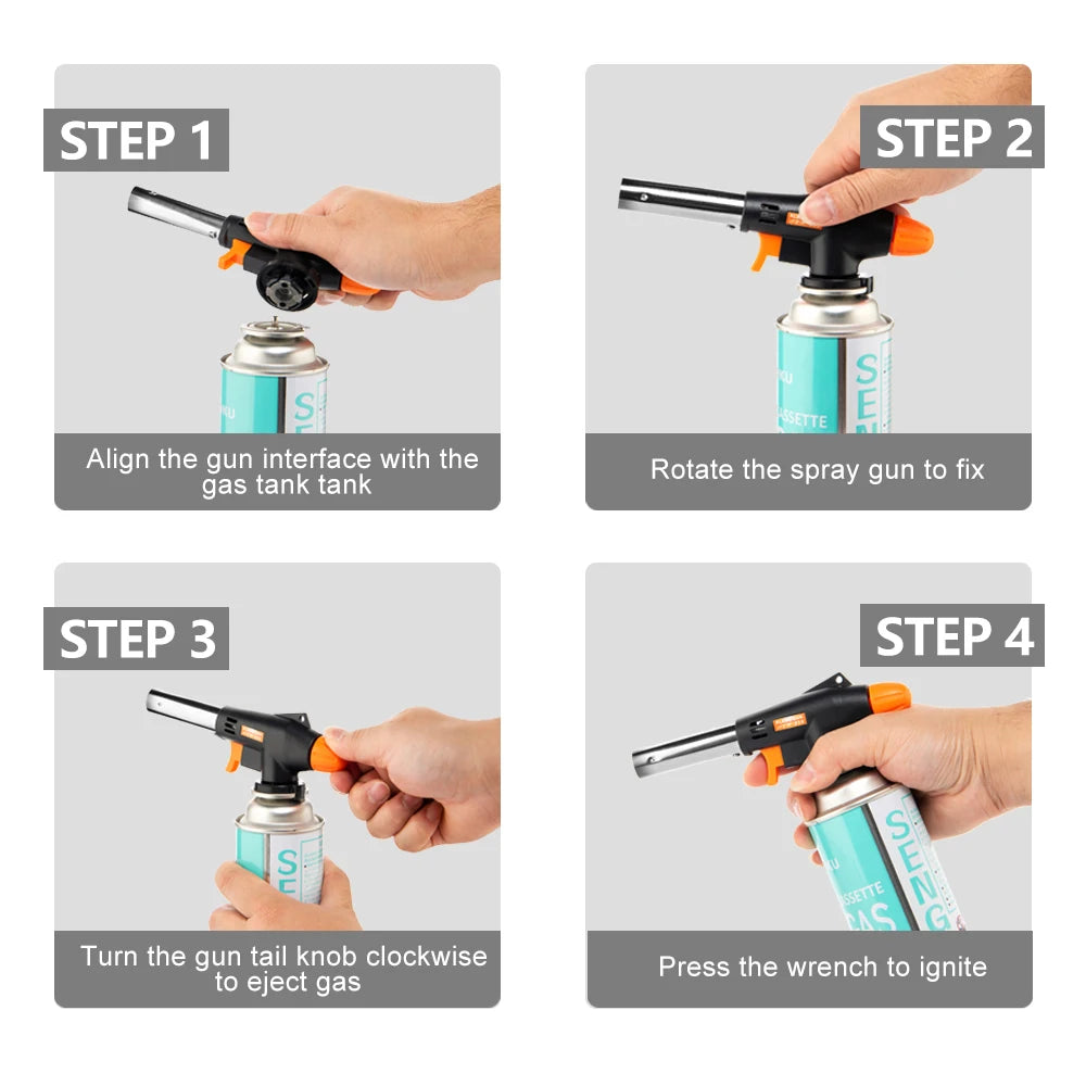 Widesea Camping Flame Gun BBQ Cooking Welding Gas Torch Nozzle Outdoor Ignition Flamethrower Heat Butane Burner Spray Equipment