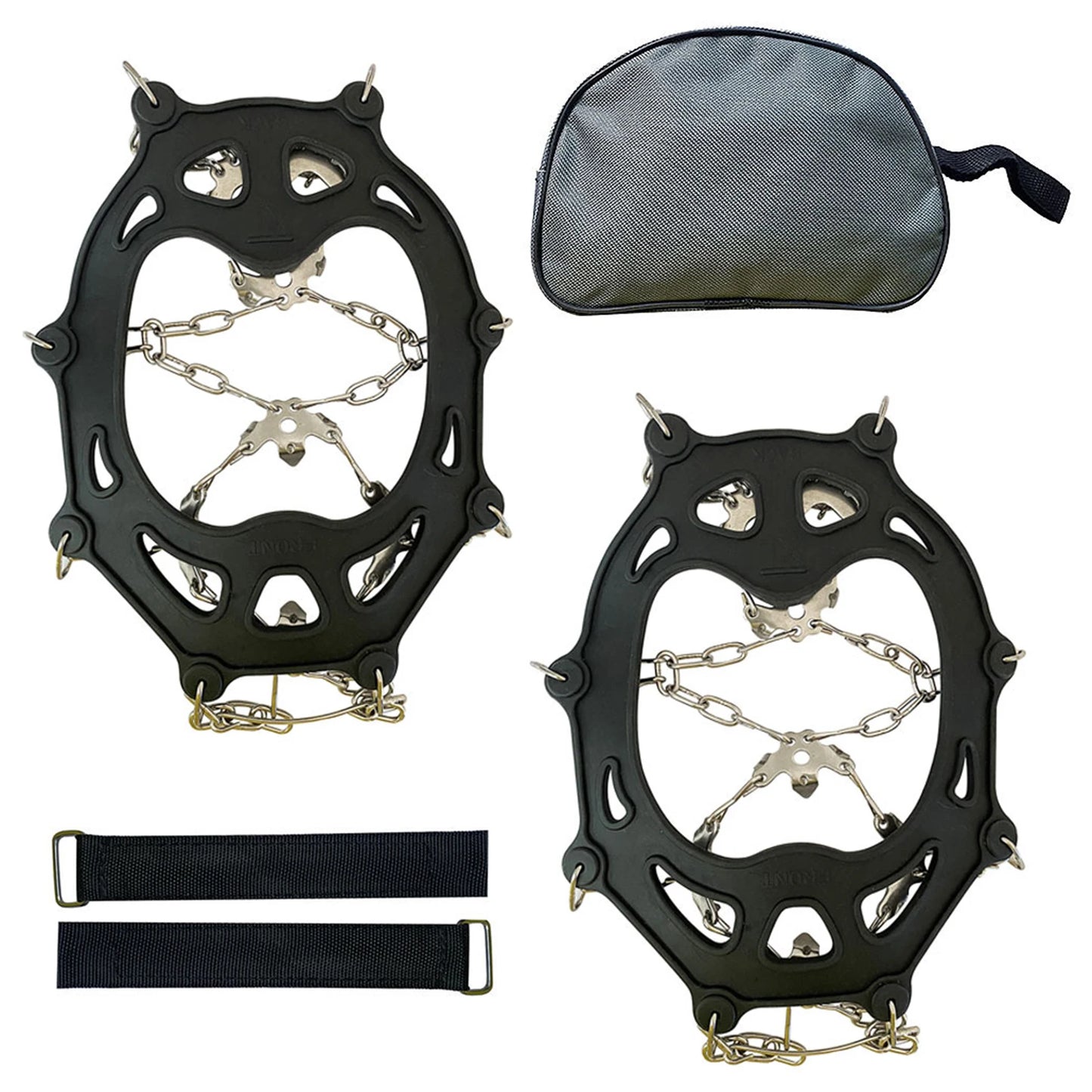1/2Pair 19 Teeth Snow Spikes Crampons Anti Slip Ice Gripper Cleats Chain Claws for Hiking Climbing Fishing Walking Boots Cover 