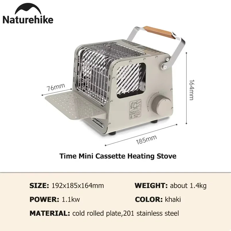 Naturehike Portable 3-in-1 Camping Heater with Insulated Shelf & Handle Outdoor Mini Gas Burner Cassette Heating Stove