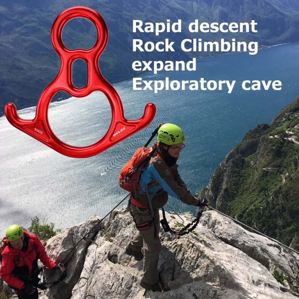 Rock climbing descender Aluminum Alloy 5000kg Large Figure 8 Word Rope Descender Belay Device Rappelling Ring Rock Climbing Res