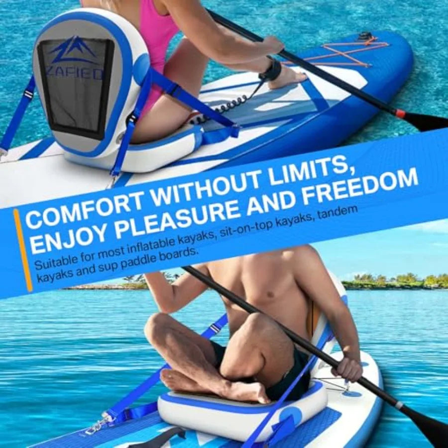 Inflatable Kayak Seat with Back Support Universal Sturdy Paddle Board Seats for Sit on Top Adjustable Blow Up Seat with Inflate