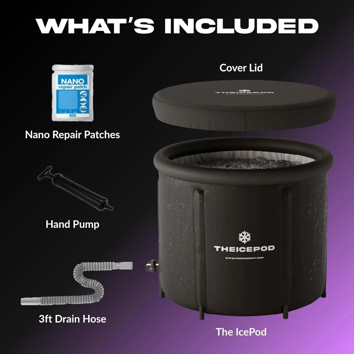 Standard Ice Bath Tub, 84 Gallon Cold Plunge Tub with Cover and Side Drain, Portable Inflatable for Adults, Chiller Compatible