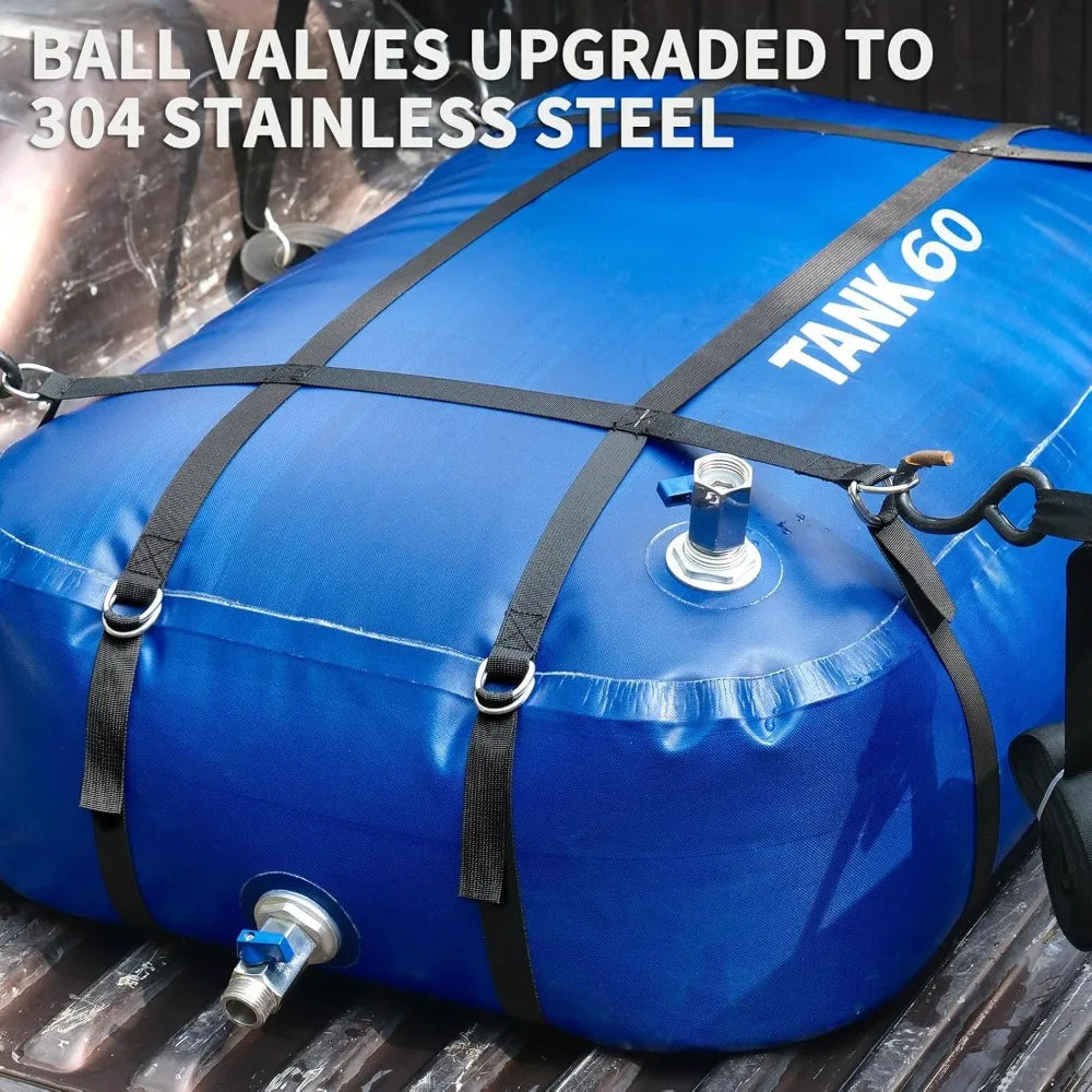 Water Storage Bladder, 60 Gallon Portable RV Fresh Water Tank, Food Grade BPA Free Collapsible Flexible Container for Drinking.