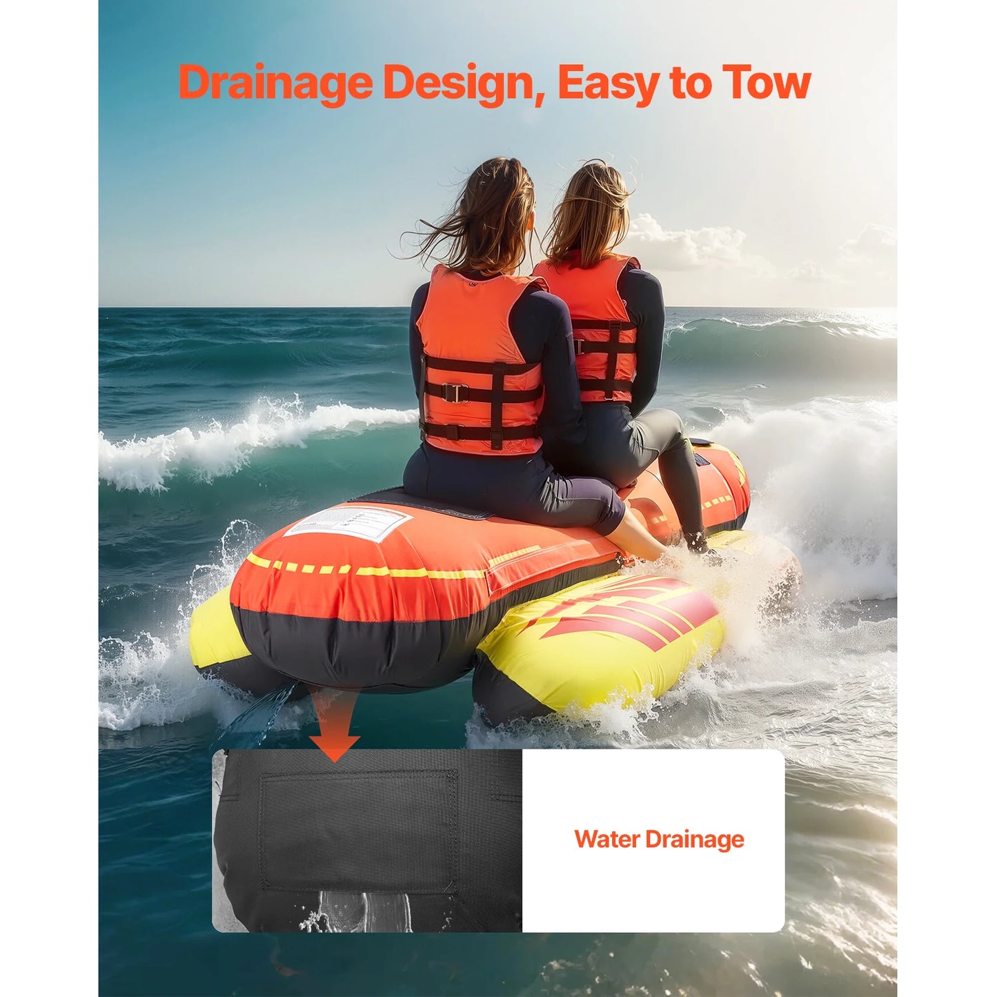 SucceBuy Towable Tubes for Boating 1-3Rider Inflatable Boat Tubes and Towables 510lbs Capacity Hot Dog Water Sport Tube for Boat
