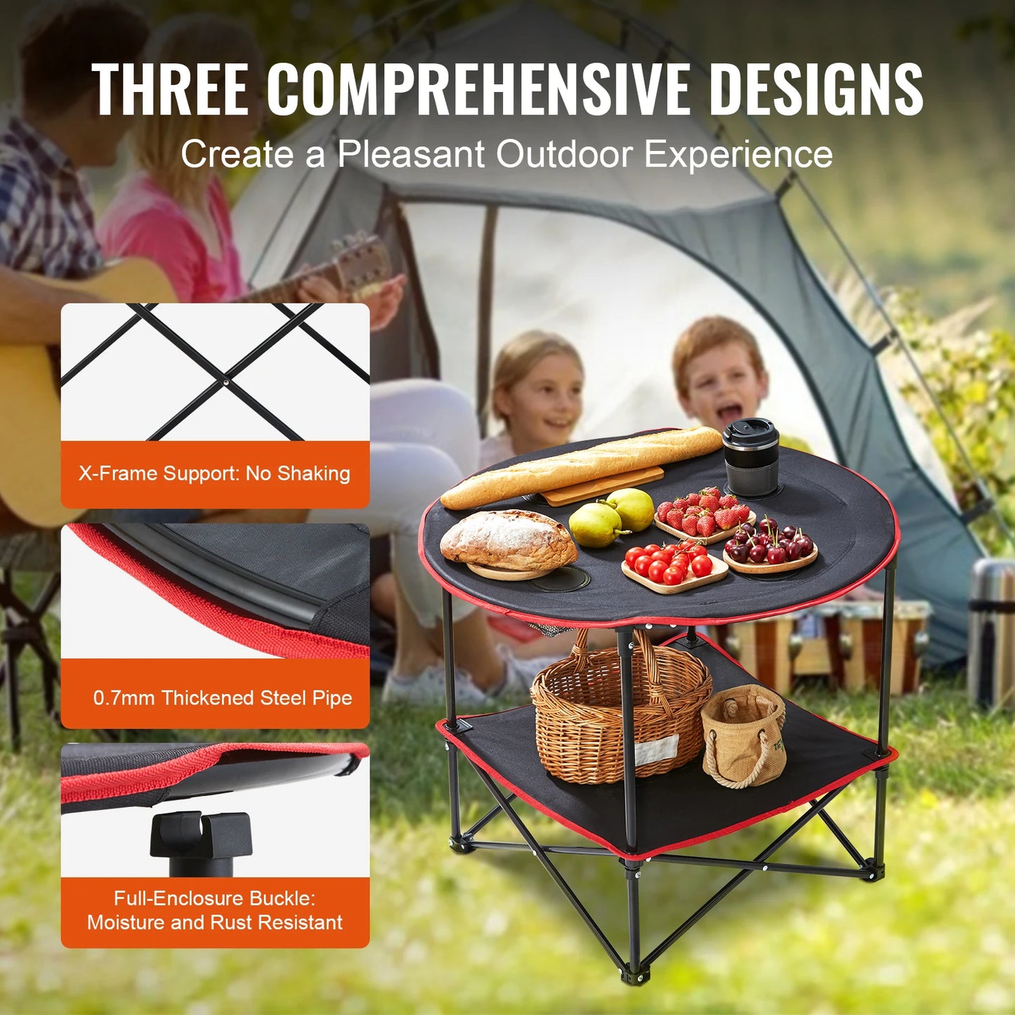 SucceBuy Folding Camping Table Outdoor Side Tables Lightweight Fold Up Table 600D Oxford Fabric & Steel Ultra Compact Work Table