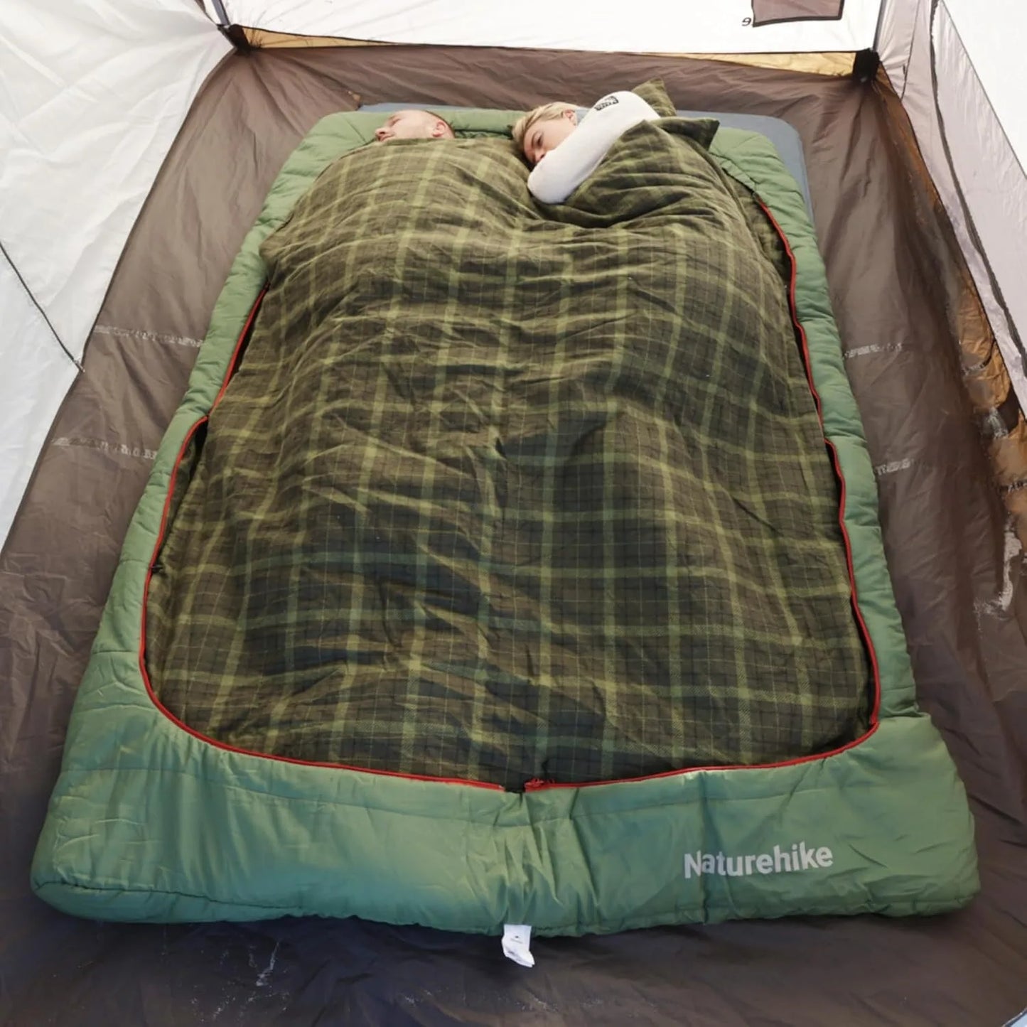 Naturehike Flannel Two Person Sleeping Bag with Pillows Portable Camping Sleeping Bag Cold Weather Keep Warm for Two Adults