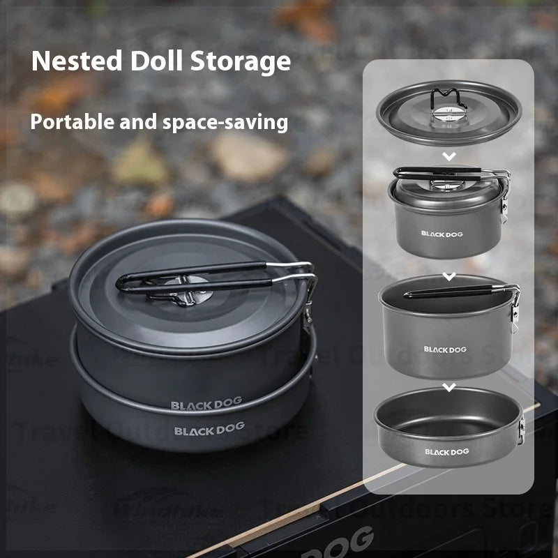 BLACKDOG Outdoor Tableware Pot Frying Pan Set Aluminum Alloy Ultralight Portable Kitchenware Camping Cookware Picnic Tableware