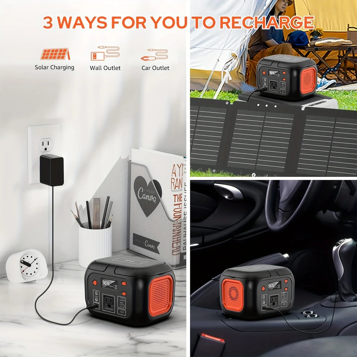 150W Portable Power Station with 30W Solar Panel,110V AC Outlets Solar Generator Power Bank For Camping Travel RV Home Emergency
