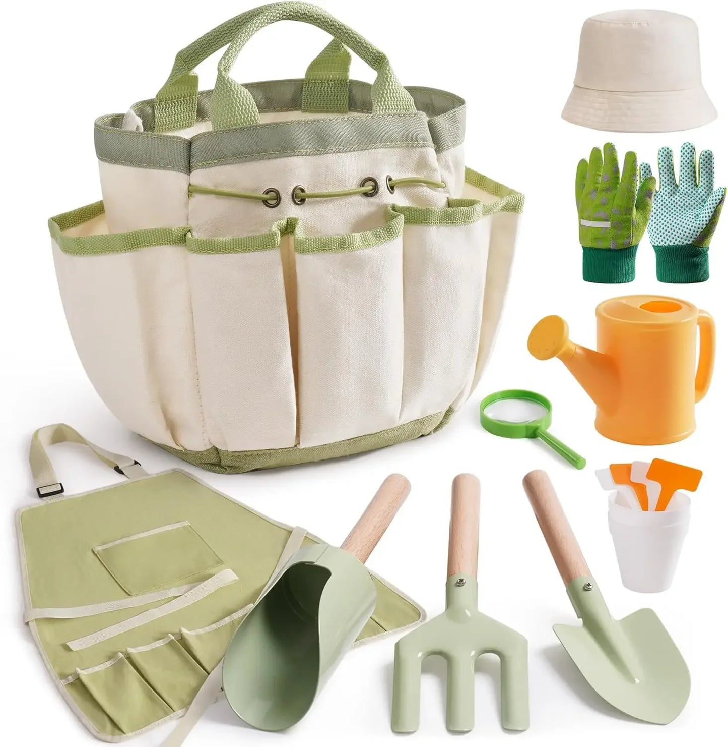 Robotime Gardening Tools 17 PCS Toddler Gardening Set Children's Gardening Tools Metal All in One Kit for Boys Girls Outdoor Toy