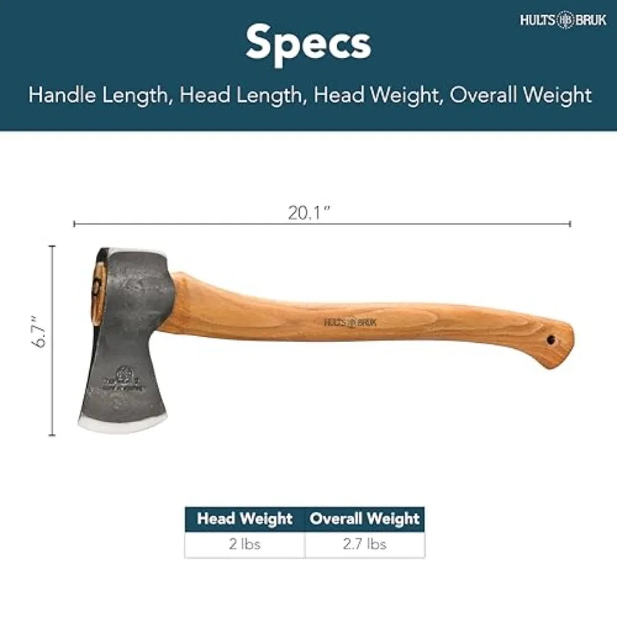 840712 Aneby Hatchet - 2 lb Head 20 Handle for Outdoor Survival Heavy-Duty Wood Cutting Camping Bushcraft and Emergency Prepare