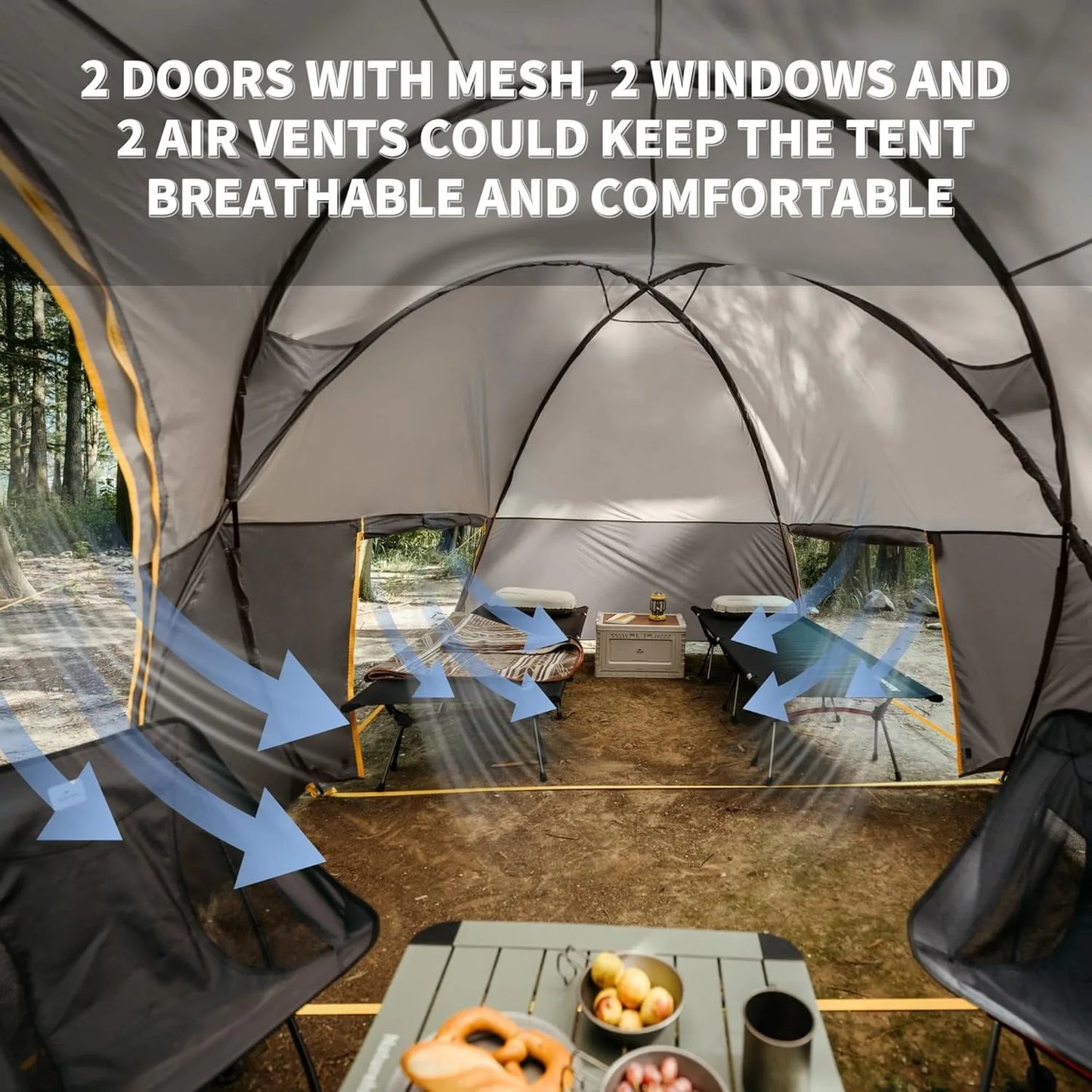 Naturehike KOTA6 Tunnel Tent 75D One Room One Living Room Large Space 4 SeasonTent Outdoor Travel Waterproof Tents With Chimney