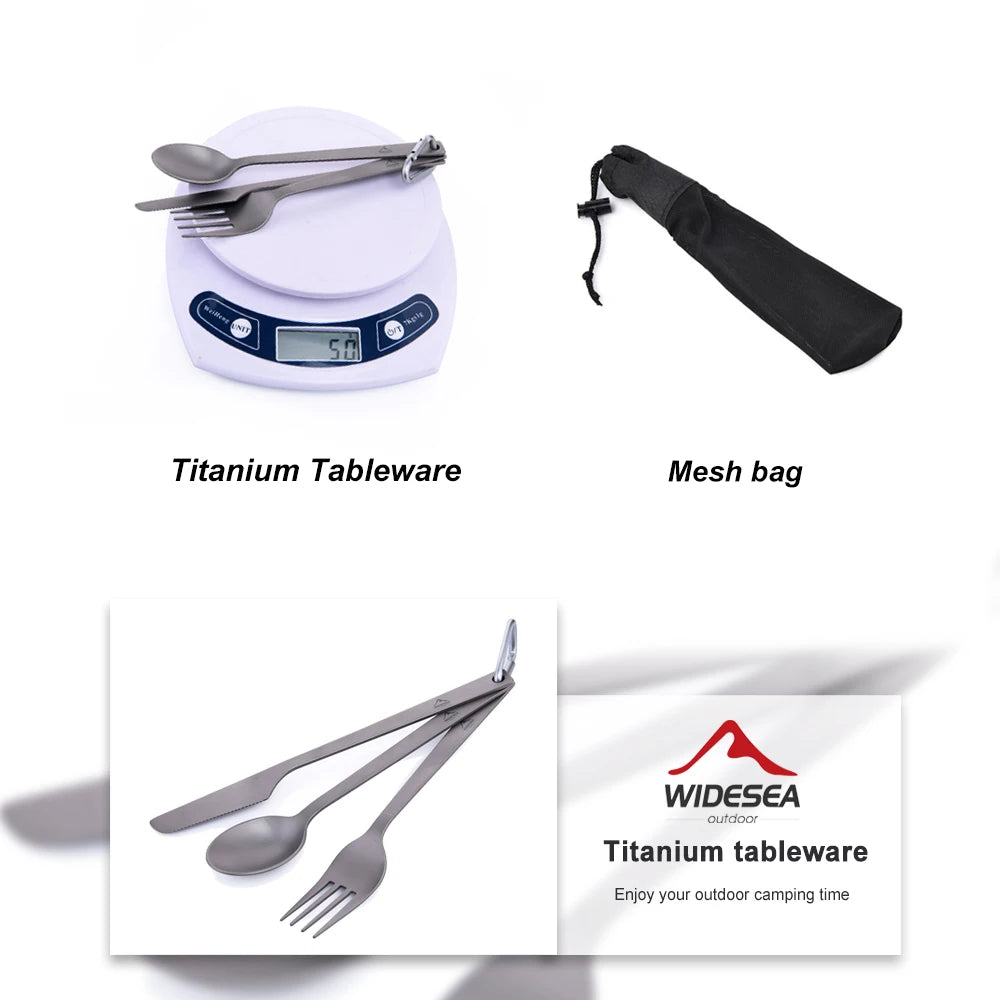 Widesea Titanium Spoon Fork Knife Set 50G Camping Tableware Ultralight  Travel Tourist Outdoor Cookware Gear Equipment