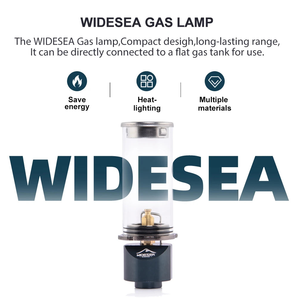 Widesea Camping Gas Lamp High Temperature Explosionproof Glass Design Can Adjust Brightness Portable Operation Camping Necessary