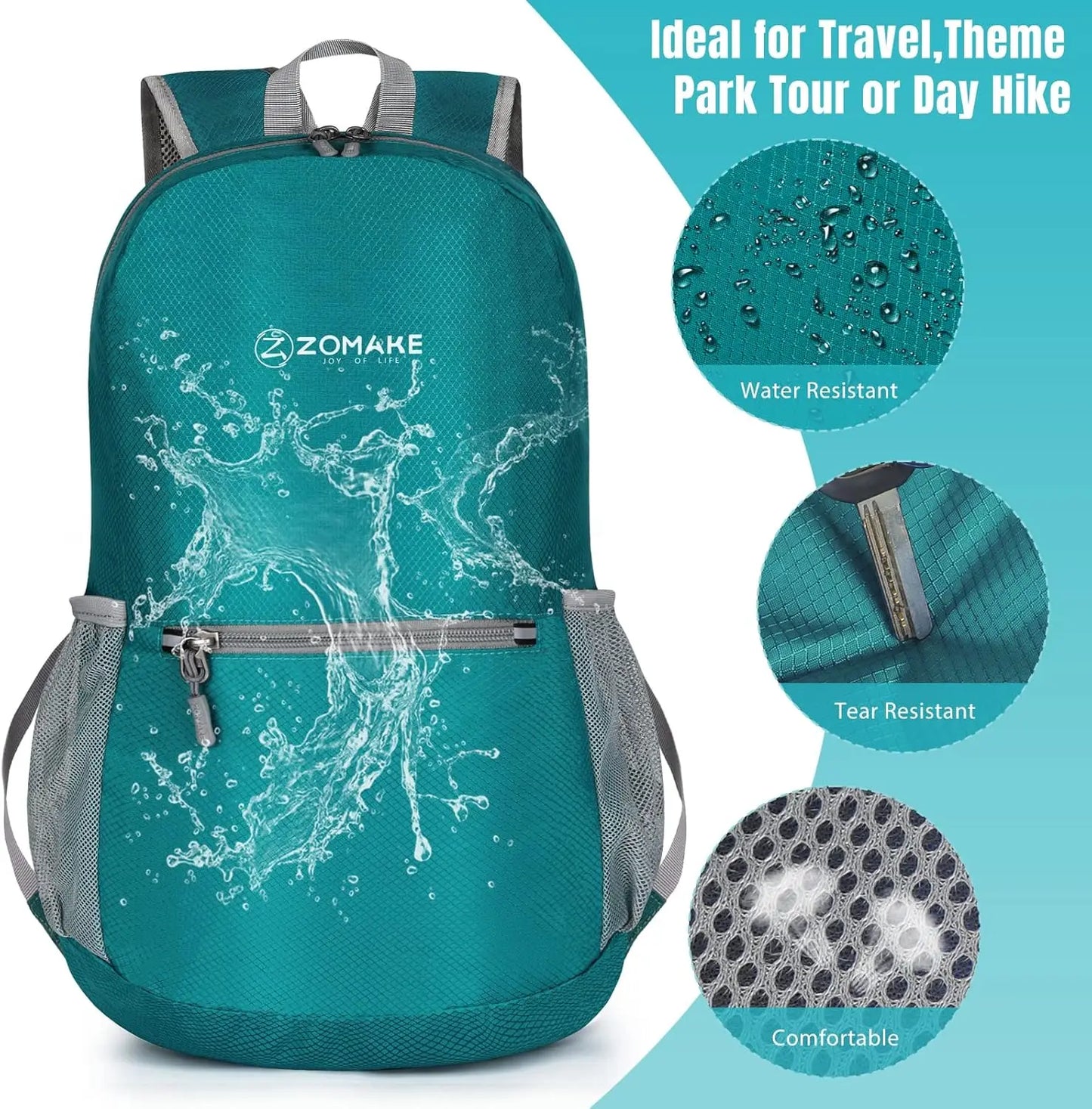 Ultra Lightweight Hiking Backpack 20L, Packable Small Backpacks Water Resistant Daypack for Women Men(Lake Green)