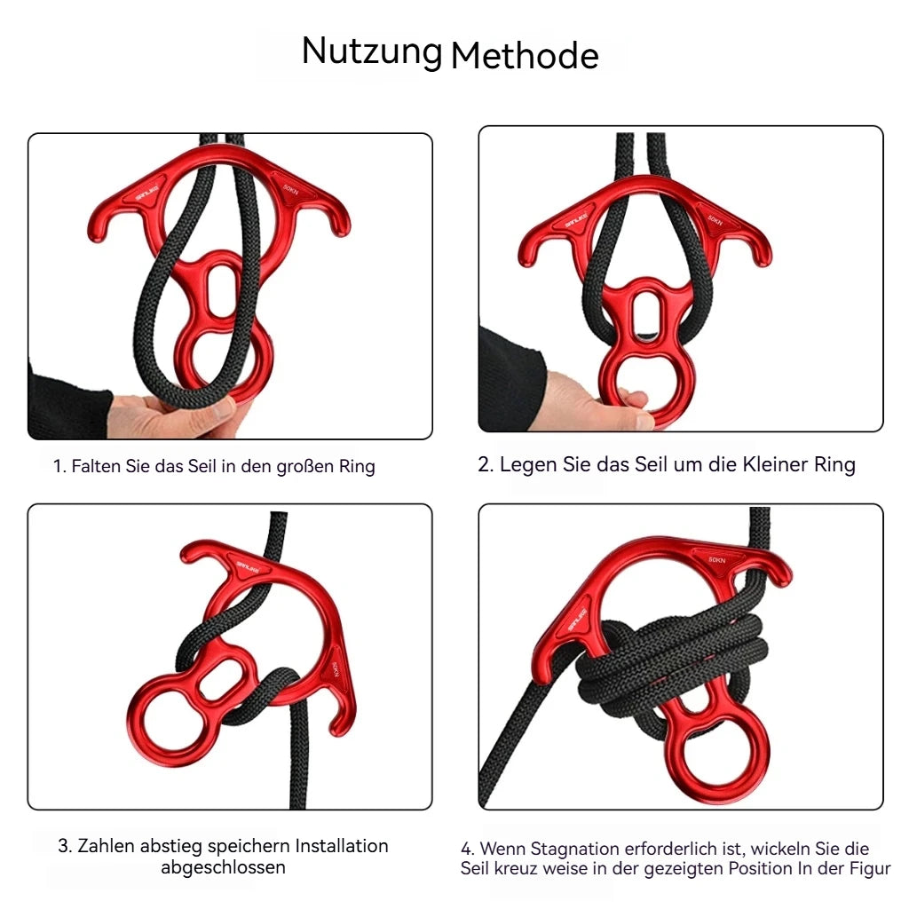 Rock climbing descender  Aluminum Alloy 5000kg Large Figure 8 Word Rope Descender Belay Device Rappelling Ring Rock Climbing Res