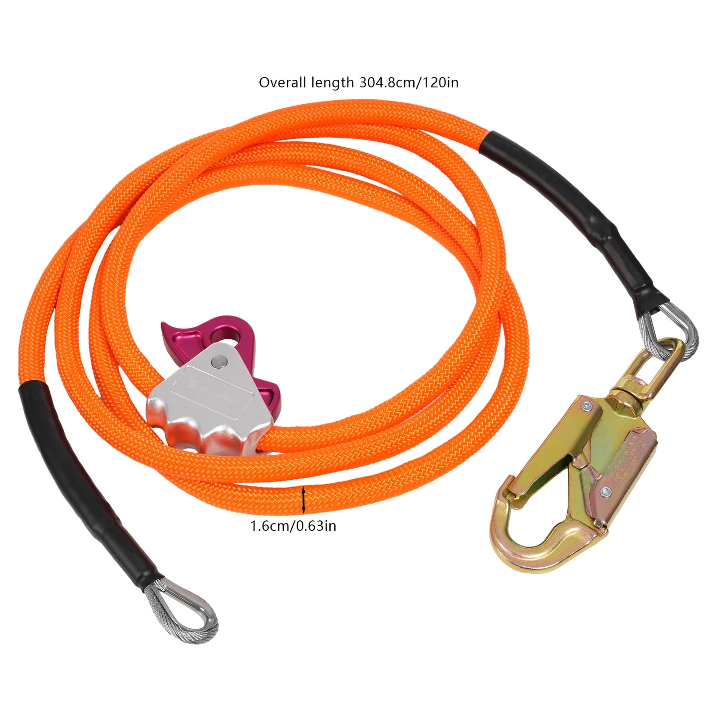 Durable High-Visibility Sling Device: Polyester Fiber, Steel Core, 3-Locking Carabiner, High Carrying Capacity for Climbers