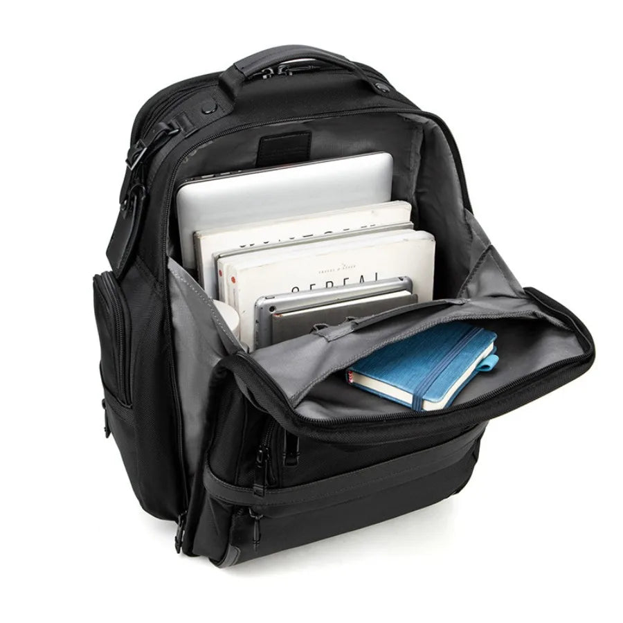 【New Arrival】Black Multi-Pocket Business Laptop Backpack, Water Resistant Professional Travel Daypack, Durable Office & Commute Bag for Men