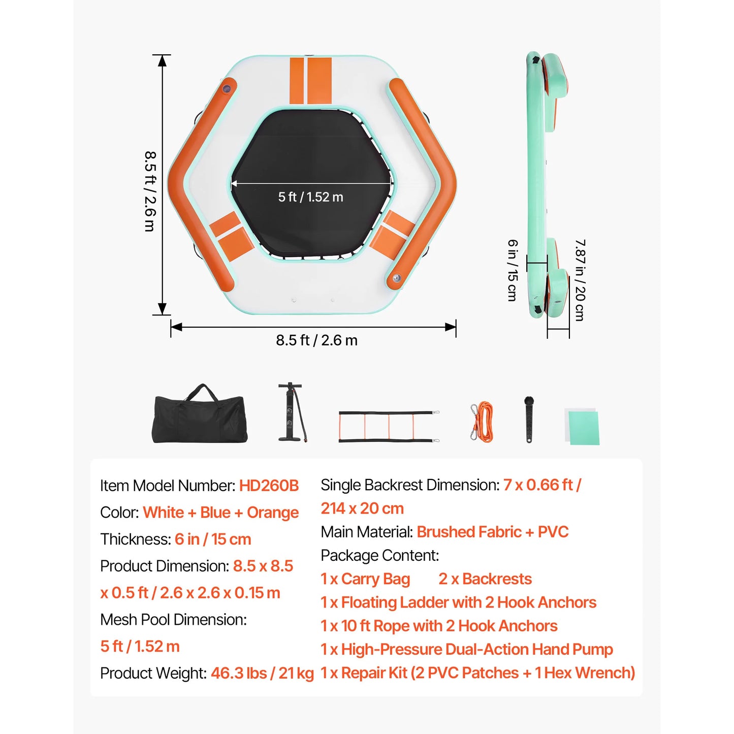 SucceBuy Inflatable Floating Dock Inflatable Dock Platform Non-Slip with Carrying Bag & Ladder Floating Platform Island Raft