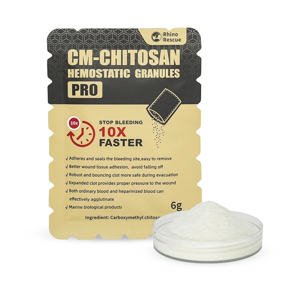 RHINO RESCUE 6g Chitosan Hemostatic Granul | Fast Clotting & Portable for Emergency, Wound Care, Outdoor &  | No-Residue First A