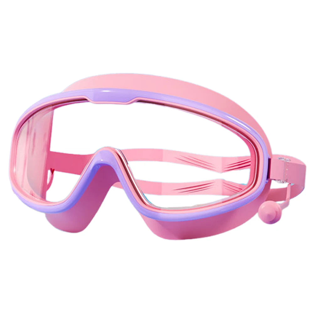 Kids Swim Goggles HD Swim Glasses with Earplugs UV Protection Swimming Goggles Large Frame Swim Sports Eyewear for Boys Girls