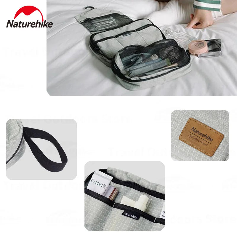 Naturehike SN03 Outdoor Hanging Toiletry Bag Water-proof Cosmetic Storage Bag PVC Wet Dry Separated Bags Camping Hiking Wash Bag