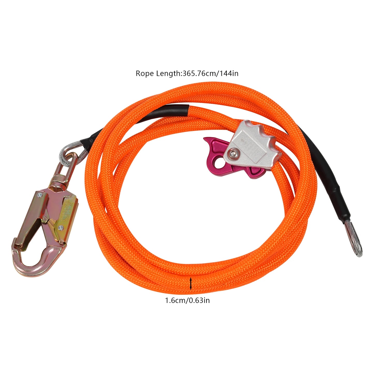 Durable High-Visibility Sling Device: Polyester Fiber, Steel Core, 3-Locking Carabiner, High Carrying Capacity for Climbers