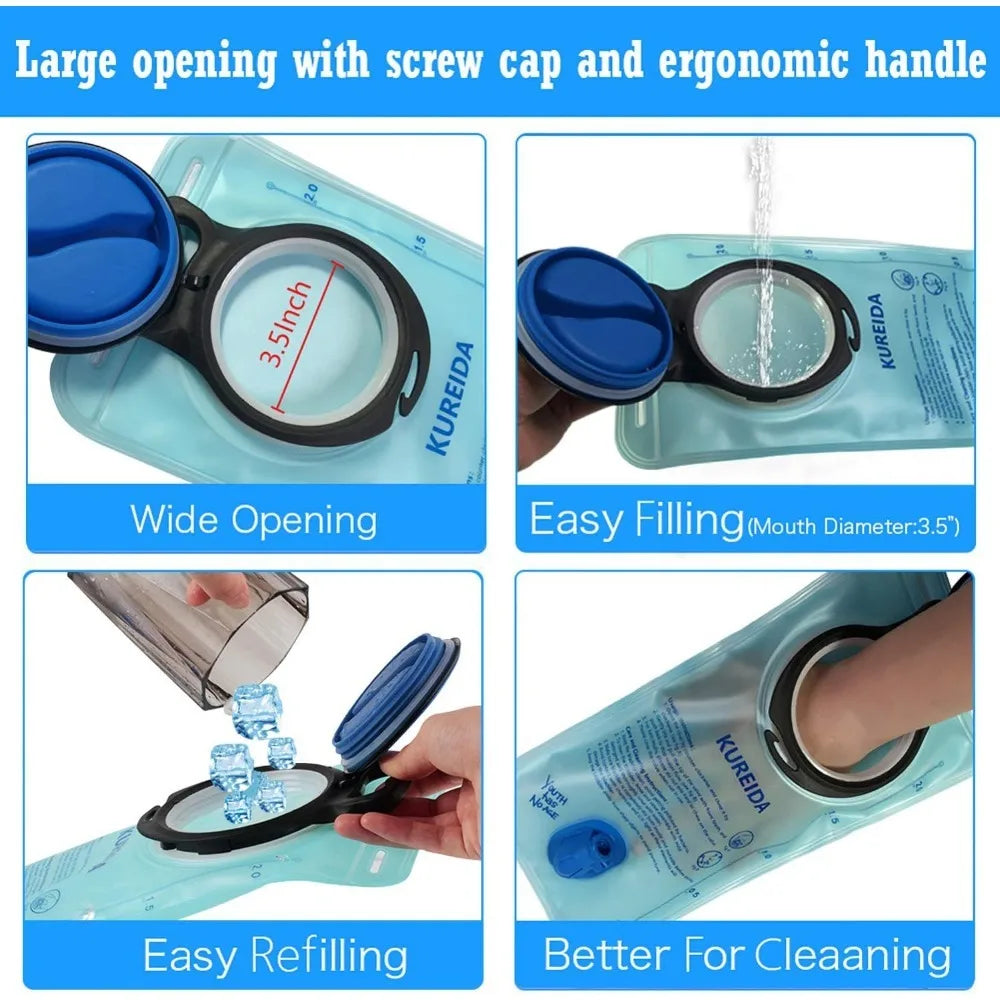 Hydration Bladder 2L-3L,Leak Proof Water Reservoir,BPA Free,Wide Opening, Military Water Bladder Combined with Hydration Backpac