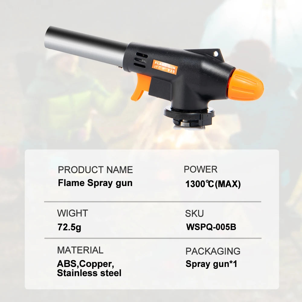 Widesea Camping Flame Gun BBQ Cooking Welding Gas Torch Nozzle Outdoor Ignition Flamethrower Heat Butane Burner Spray Equipment