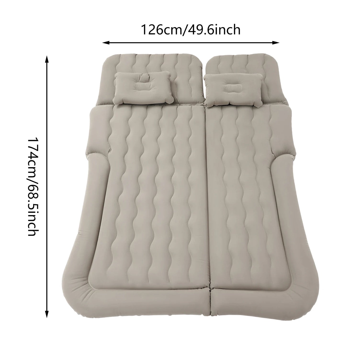SUV Air Mattress Inflatable, Portable Backseat Sleeping Pad, Car Air Mattress for Backseat, 300kg Capacity, Grey Flocking PVC, with Electric Pump, for Road Trip Camping