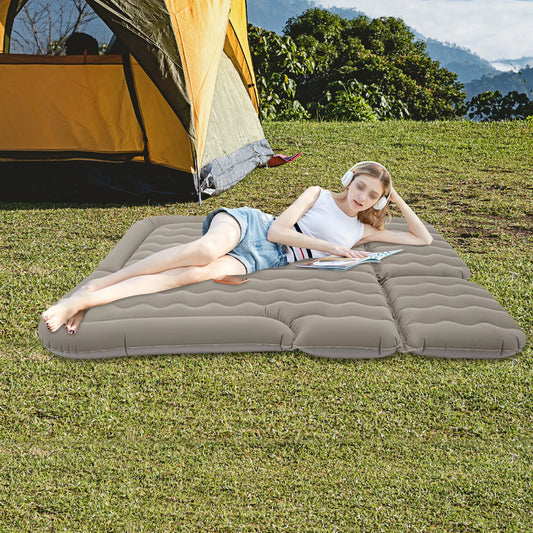 SUV Air Mattress Inflatable, Portable Backseat Sleeping Pad, Car Air Mattress for Backseat, 300kg Capacity, Grey Flocking PVC, with Electric Pump, for Road Trip Camping