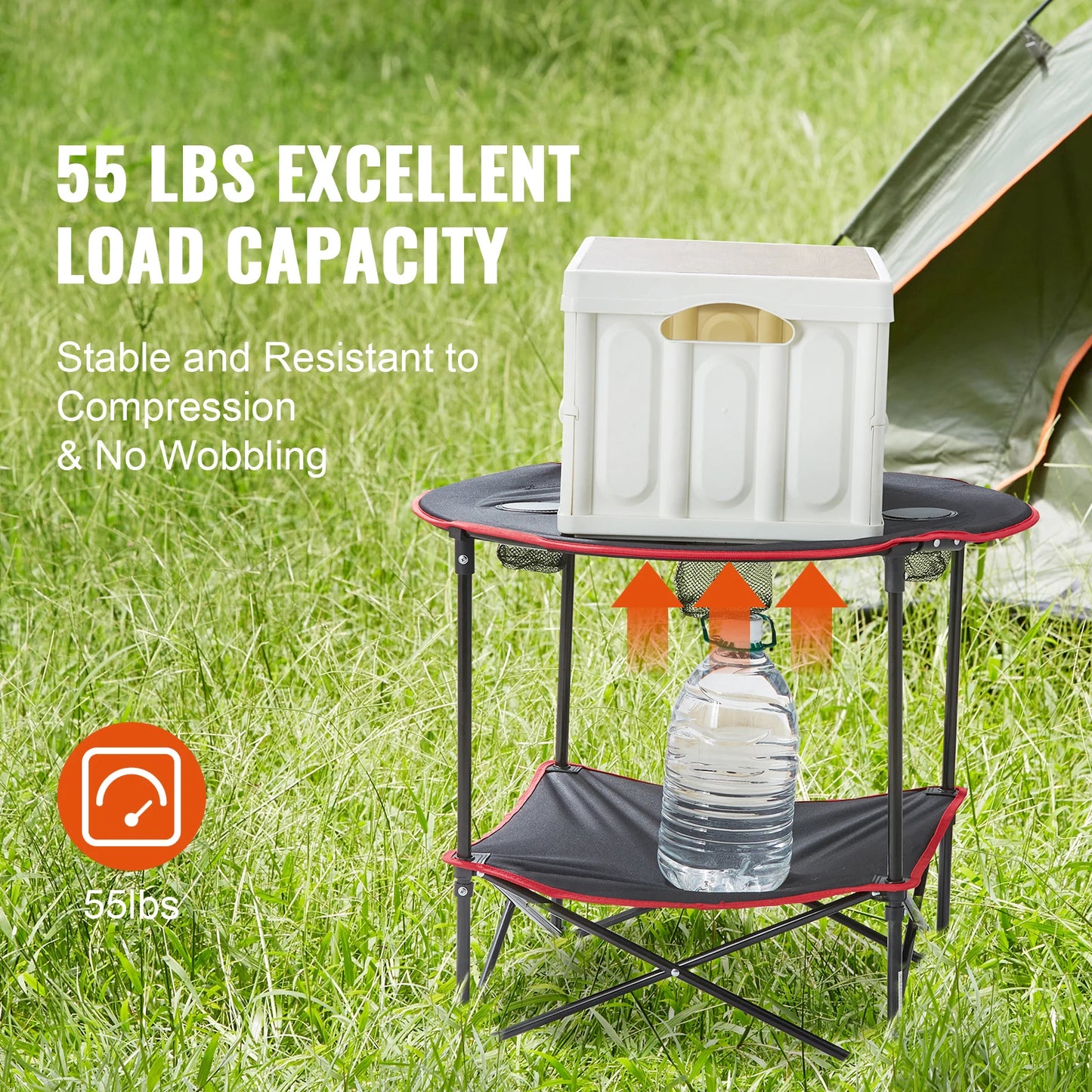 SucceBuy Folding Camping Table Outdoor Side Tables Lightweight Fold Up Table 600D Oxford Fabric & Steel Ultra Compact Work Table