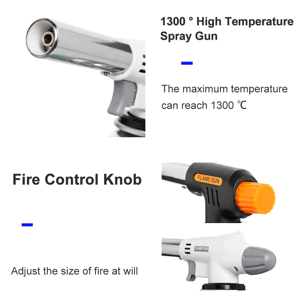 Widesea Camping BBQ Cooking Welding Gas Torch Flame Gun Nozzle Outdoor Ignition Flamethrower Heat Butane Burner Spray Equipment