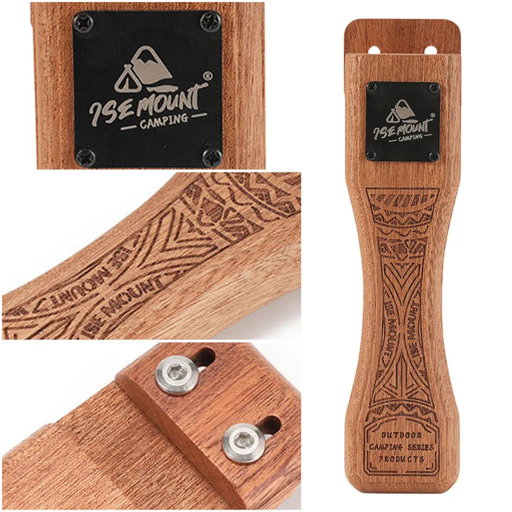 Sapele Heat Resistant Insulated Grip Ergonomic Barbecue Pan Handle Portable Grill Plate Handle Camping Cookware Accessories