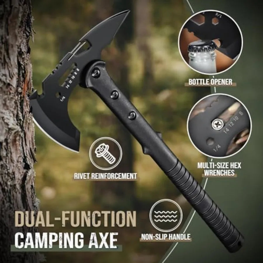 Tactical Axe 2 Pack Sharp Tomahawk with Sheath Portable Tomahawk with Clip and Bottle Opener Durable Survival Hatchet for Emerg