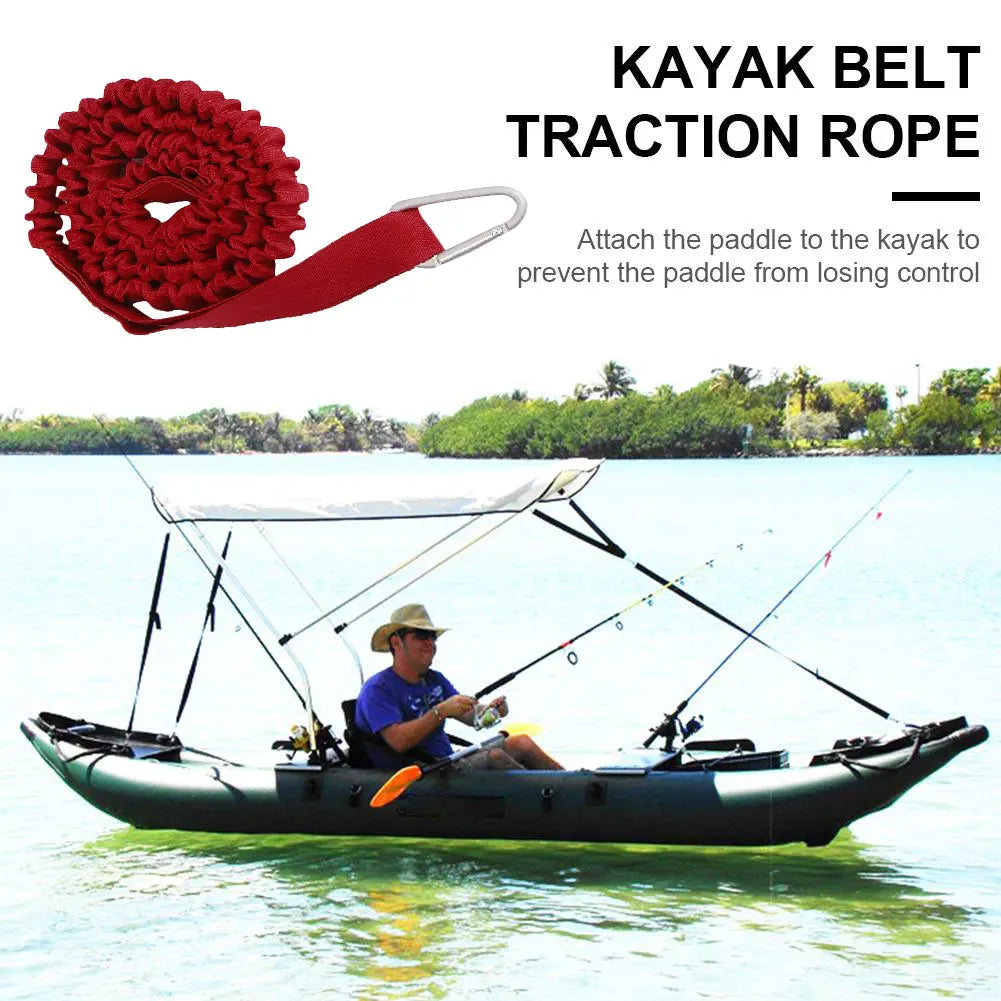 Elastic Kayak Paddle Leash Nylon Heavy Duty Adjustable Coiled Lanyard Tie Rope with Safety Hooks Boats Accessories