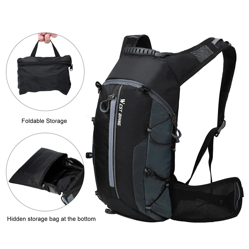 WEST BIKING Outdoor Water Repellent Sports Bag Cycling Hydration Backpack Travel Hiking Climbing MTB Road Bicycle Backpack