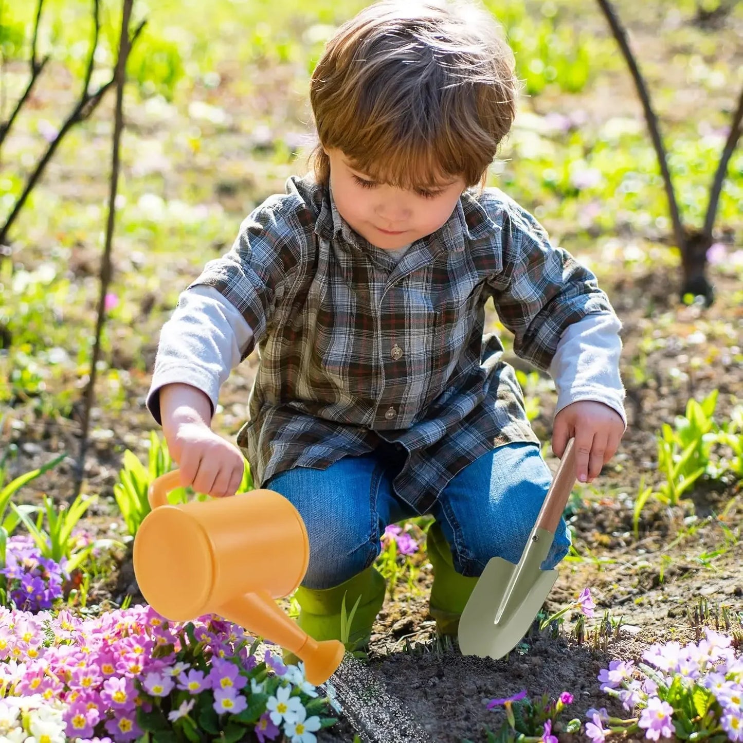 Robotime Gardening Tools 17 PCS Toddler Gardening Set Children's Gardening Tools Metal All in One Kit for Boys Girls Outdoor Toy