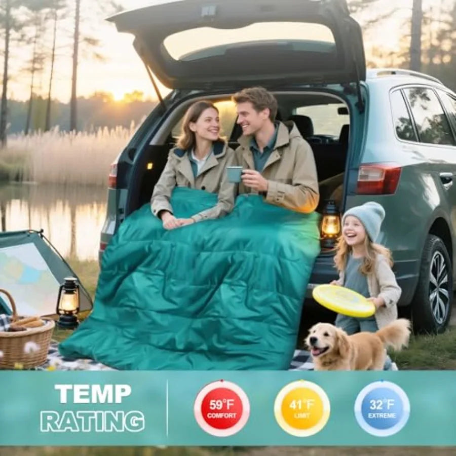 Cotton Flannel Double Sleeping Bag for Camping Backpacking or Hiking Queen Size 2 Person Waterproof Sleeping Bag for Adults or