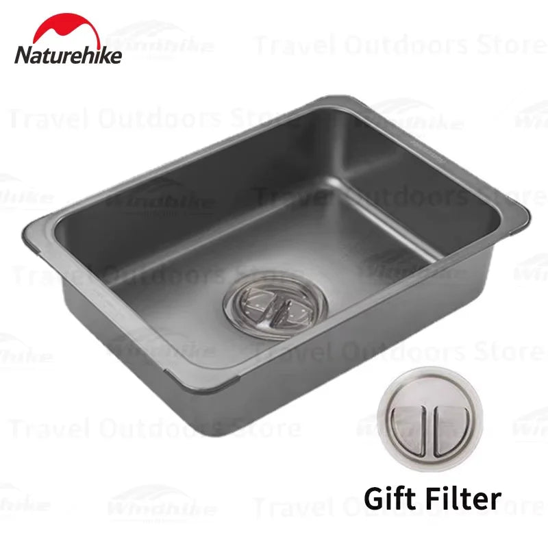 Naturehike Washing Sink Stainless Steel Outdoor Cookware Basin Camping Washbasin Multi Tool Kitchen Camp Accessories Supplies