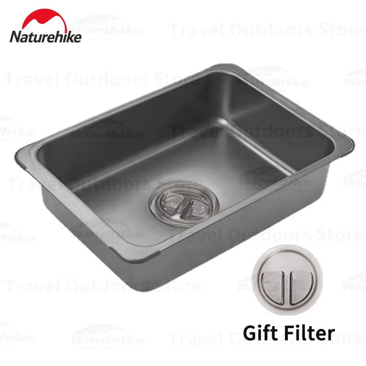 Naturehike Washing Sink Stainless Steel Outdoor Cookware Basin Camping Washbasin Multi Tool Kitchen Camp Accessories Supplies