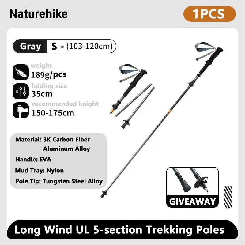 Naturehike Climbing Sticks Ultralight Outdoor Folding Trekking Poles Hiking Pole Collapsible Quick Lock Stick Carbon Fiber Poles
