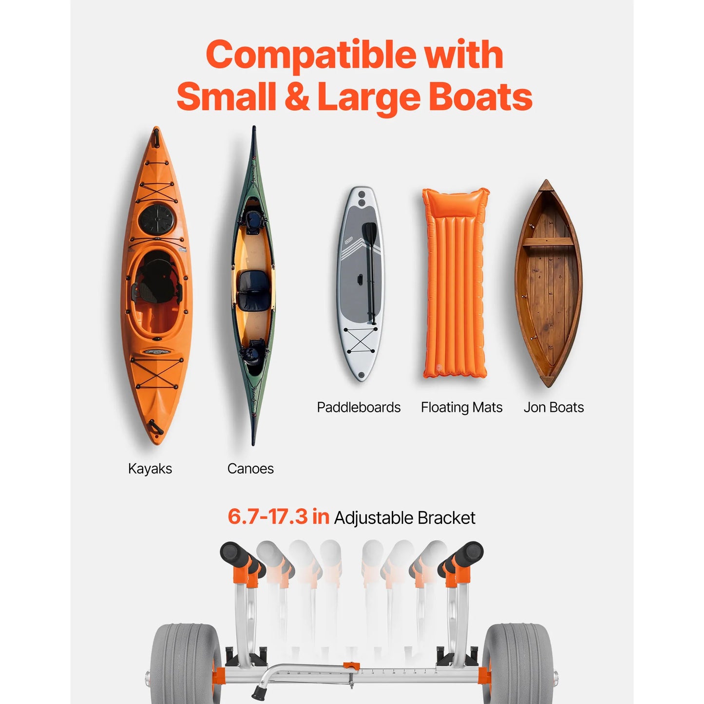 SucceBuy 350 lbs Kayak Cart Trolley with 12in Inflatable PU Tires & 2 Straps Paddle Board Trolley for Carrying Kayaks Canoes