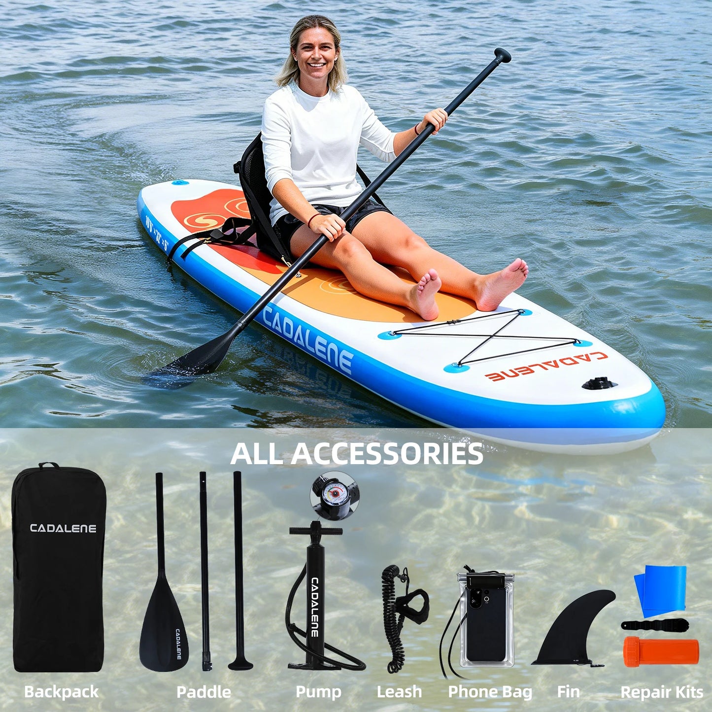 CADALENE Inflatable Stand Up Paddle Board with SUP Accessories, 10'6'' Inflatable PaddleBoard for Adults & Youth