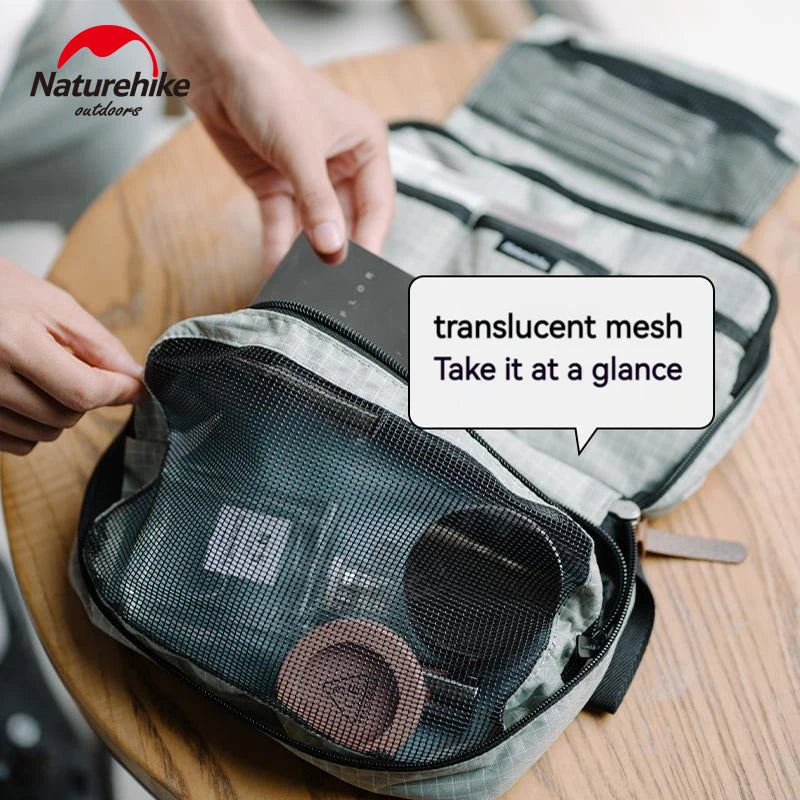 Naturehike SN03 Outdoor Hanging Toiletry Bag Water-proof Cosmetic Storage Bag PVC Wet Dry Separated Bags Camping Hiking Wash Bag
