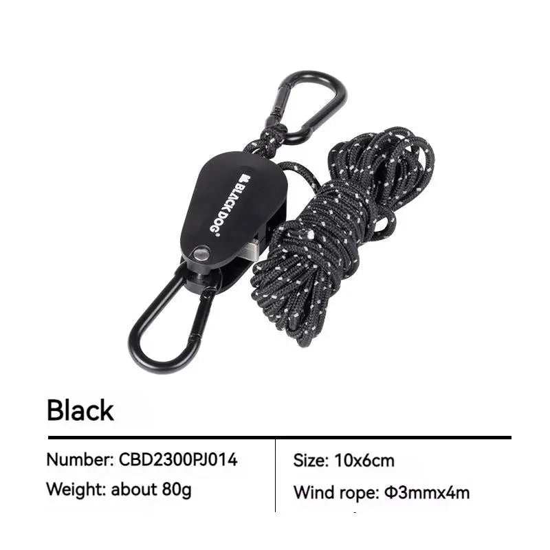 BLACKDOG Camping Rope Tent Adjustable Rope Fastener Fixed Buckle Pulley Tensioner Ratchet Hangers Lights Camp Awning Wind Rope