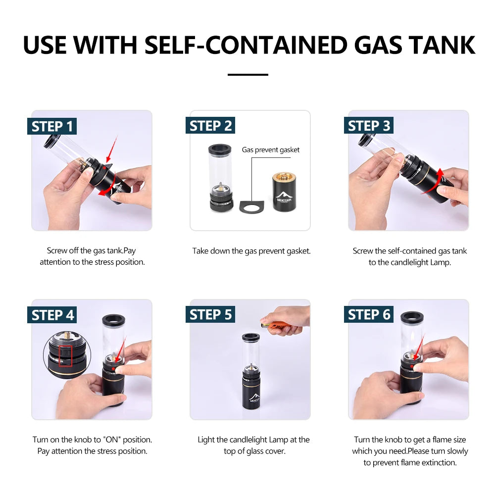 Widesea Camping Gas Lamp High Temperature Explosionproof Reserve Anti-explosion Durable Own Independent Gas Tank Wild Necessary
