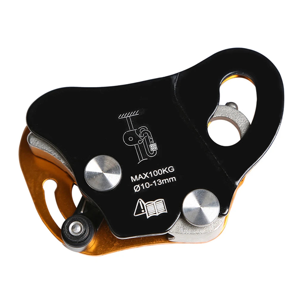Rock Climbing Ascend Descend Safety Removable Rope Gripper Anti Fall Protctive Belay Device With Cam-Assisted Blocking