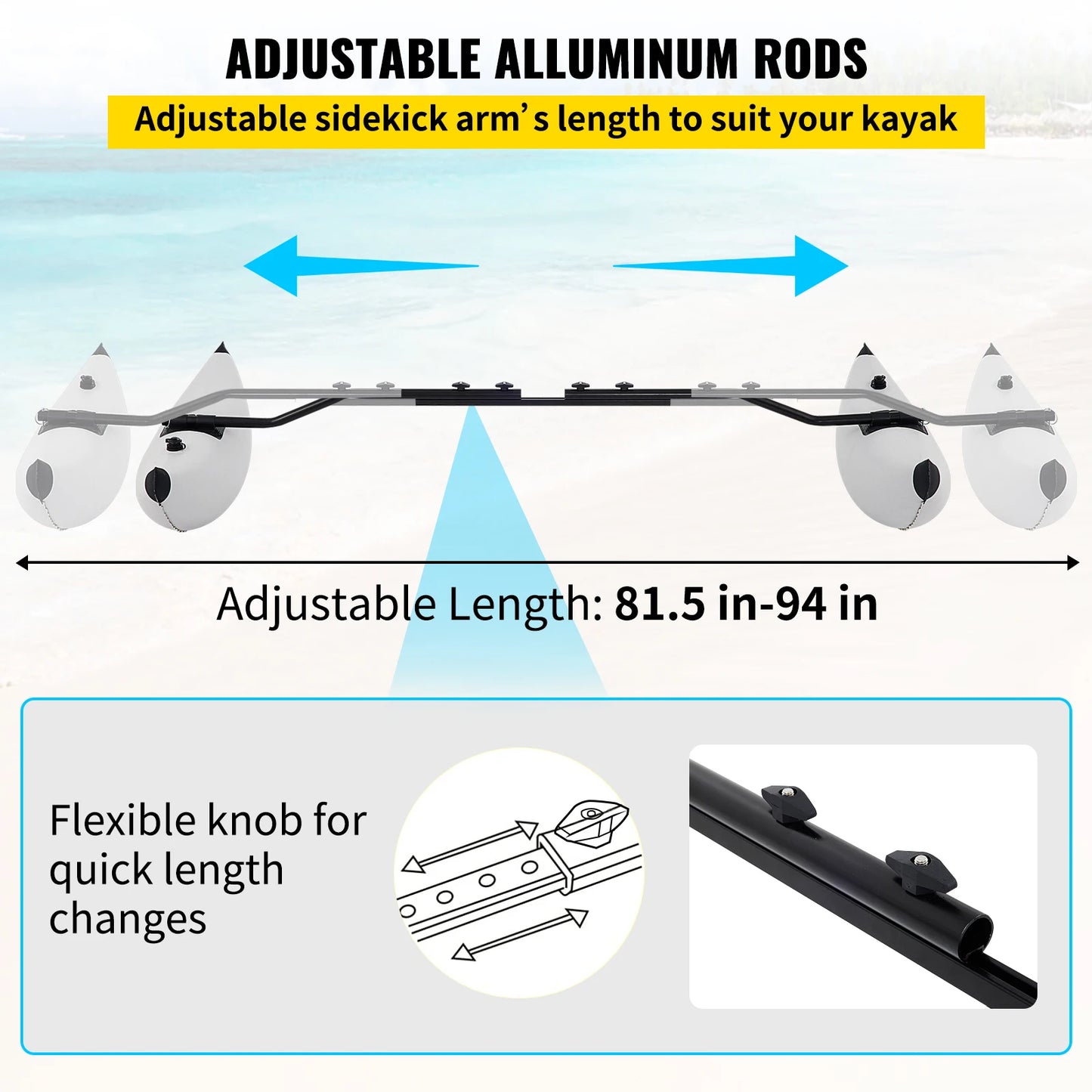 SucceBuy 2PcsKayak Outrigger Stabilizer Inflatable Outrigger Float Standing Float Stabilizer System Kit for Canoes Fishing Boats