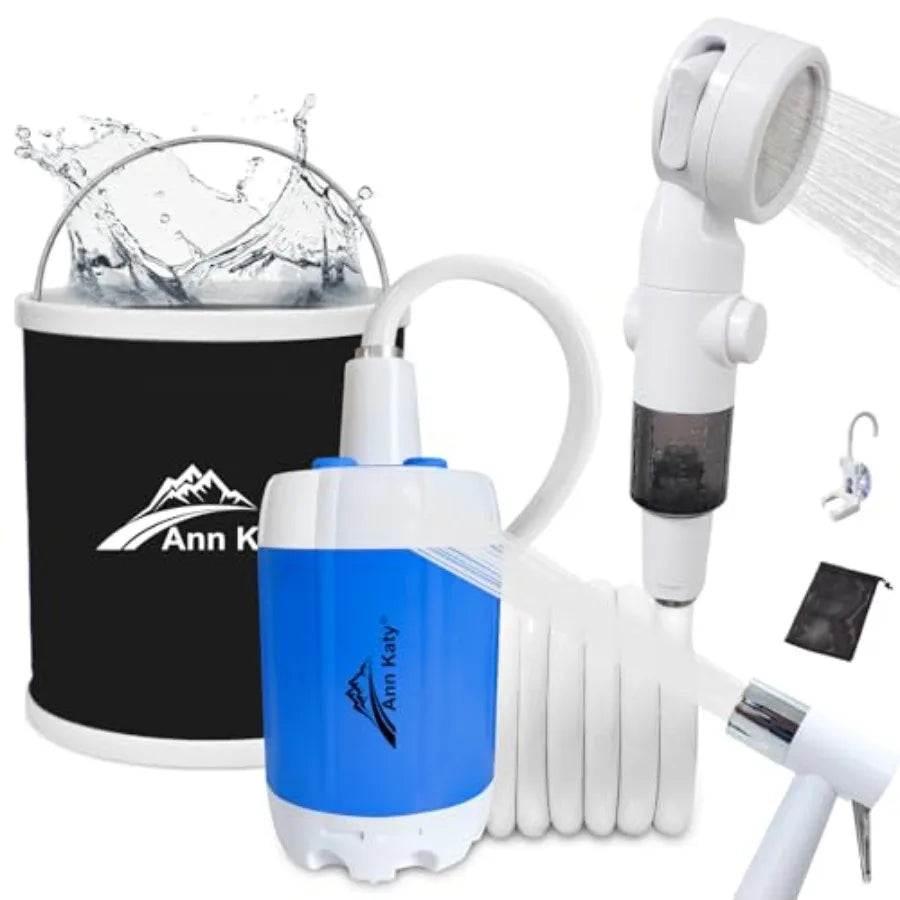 Portable Camping Shower Outdoor Camp Shower PumpUpgrade Rechargeable Electric Shower Pump with Intelligent Digital Display Mult